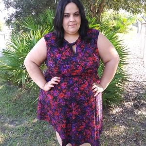 Plus Size Floral Cap Sleeve Dress